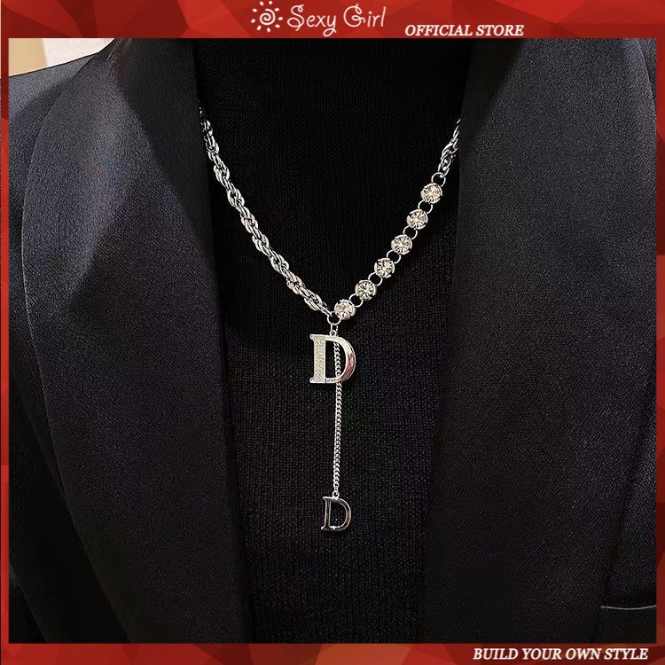 Necklace Japanese and Korean Light Luxury Niche Design Letter D Sweater Chain Female 2022 New Trend Net Red Autumn and Winter Necklace Accessories SEXY GIRL JEWELRY