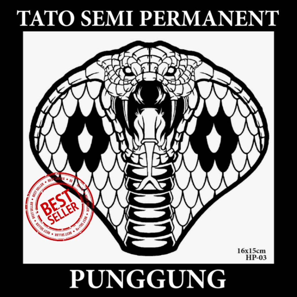 HM -Stiker tato temporer semi permanen Motif Punggung Ular HP-03