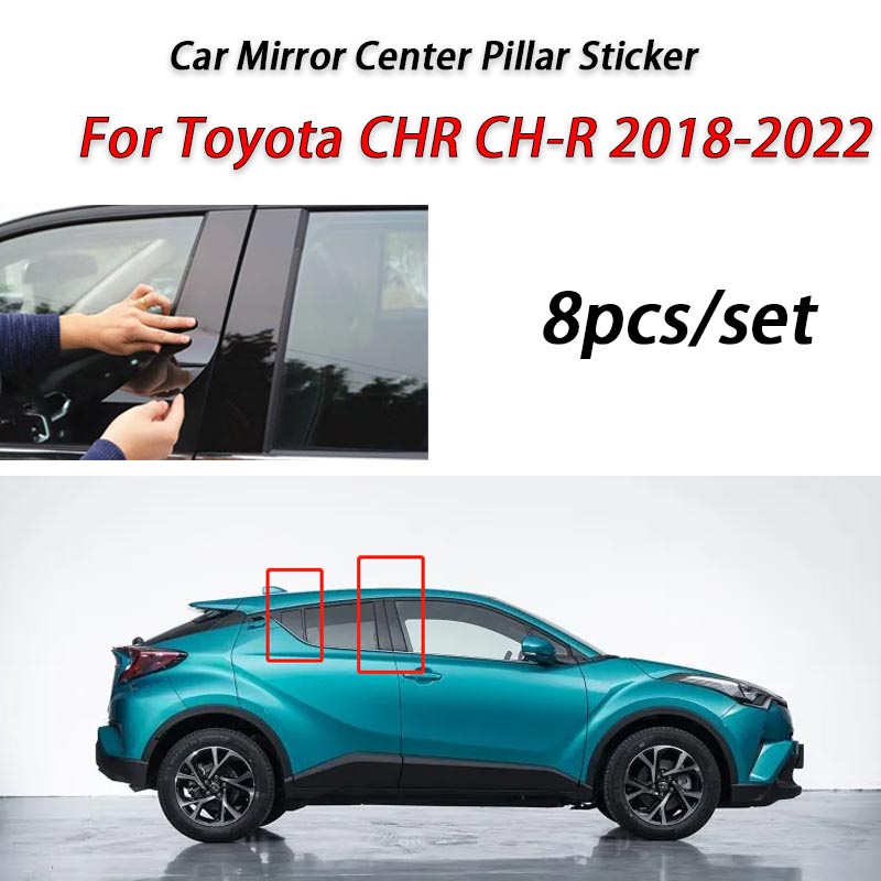 Toyota CHR Hitam Glossy Jendela Pintu Mobil Kolom Tengah B C Tiang Pilar Stiker Lis Kaca Film Dekorasi Untuk CH-R 2018 2019 202 2021 2022 Aksesoris