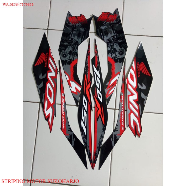 (ORI) stiker striping motor honda sonic 150r 2019 hitam merah KUALITAS ORIGINAL MURAH