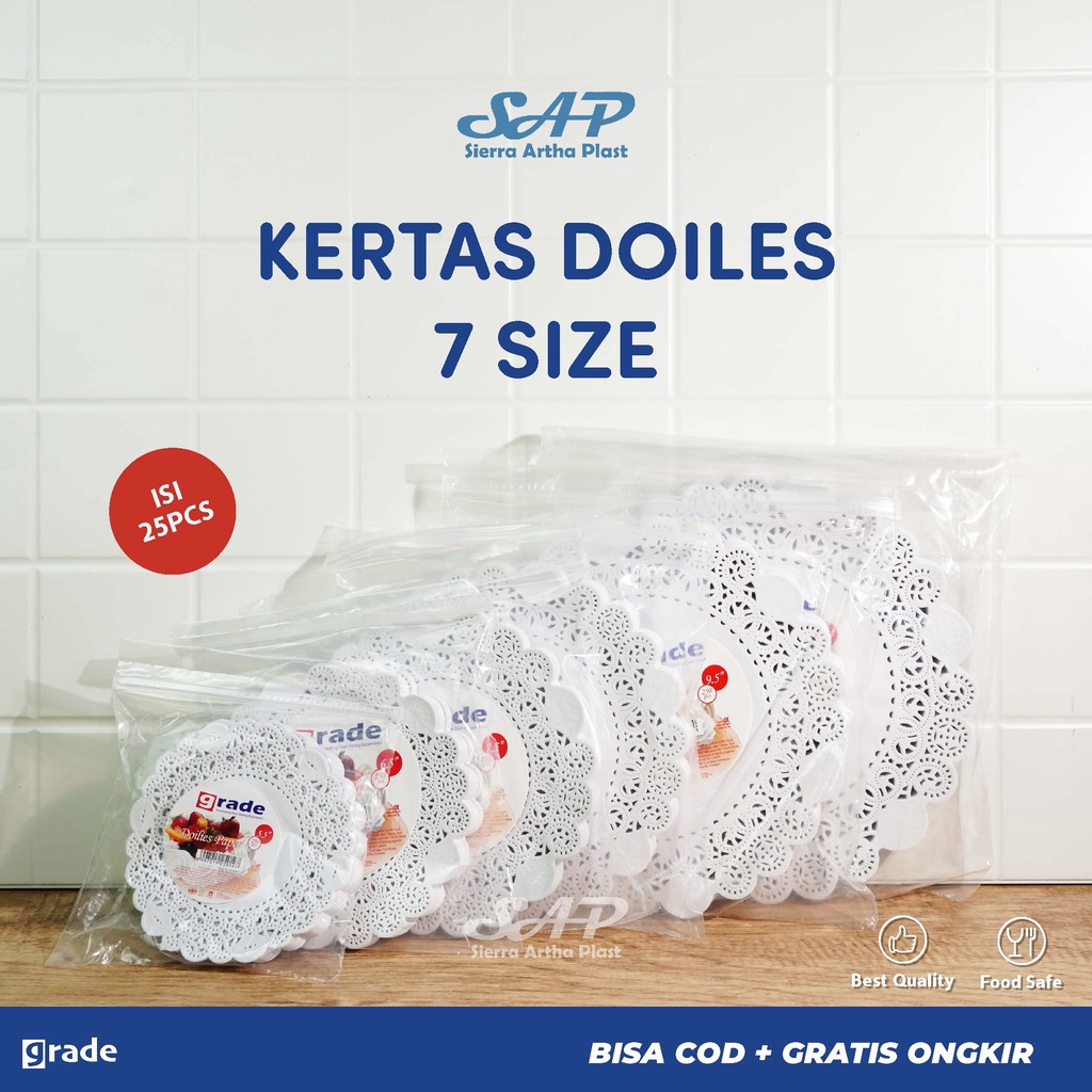 BACA DESCRIPSI SEBELUM CO!! Repack 25 Lbr - Doiles Paper | Kertas Doiles | Alas Kue | Kertas Renda ( Kemasan Repack isi 25pcs )