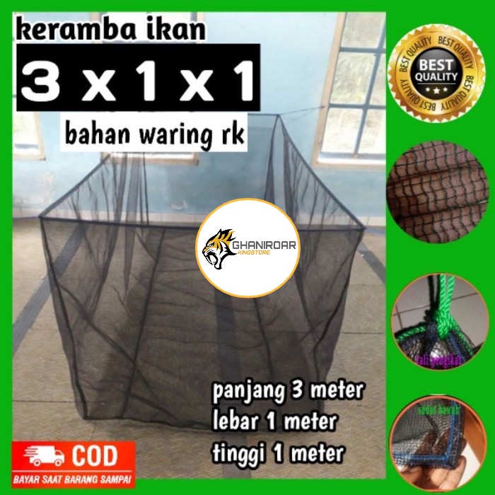 Jaring Ikan Lele Gurame 3x1x1Waring Keramba Ikan - Waring HitamRK, 3mx1mx1m