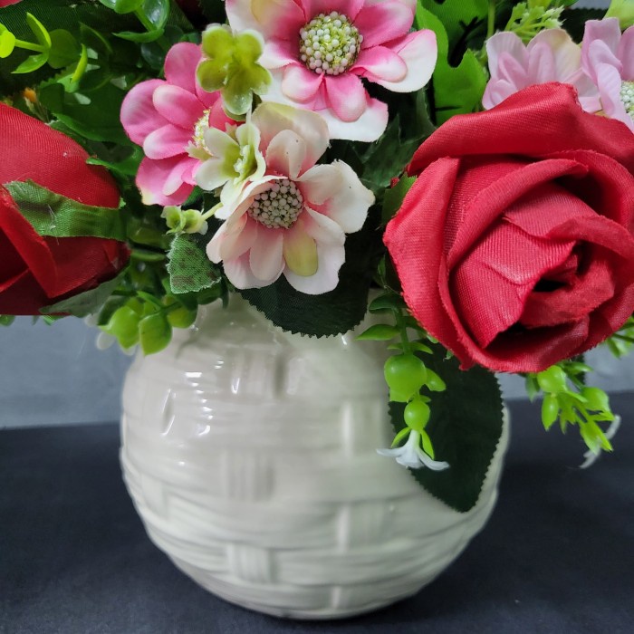 RANGKAIAN BUNGA ARTIFICIAL PREMIUM -BUNGA ROSE -BUNGA MEJA-RV 406