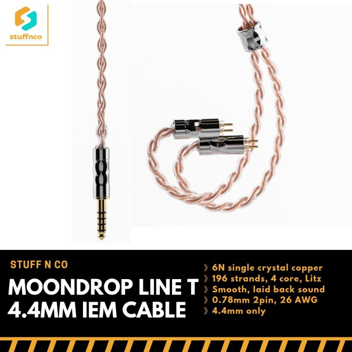 MOONDROP LINE T 6N Single Crystal Copper Litz 4.4mm bal IEM Cable