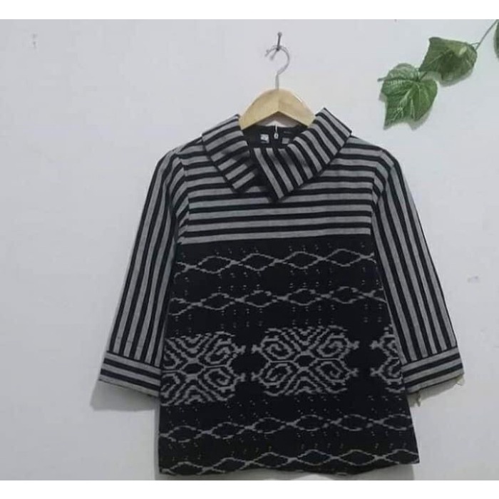 Blouse tenun mix lurik baju wanita modern