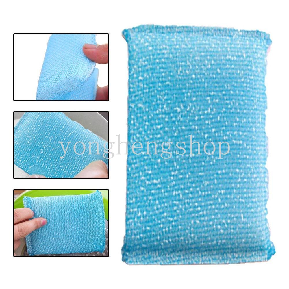 4pcs/set Spons Cuci Piring Panci Alat Cuci Mangkok Scouring Pad Cleaning Brush Dish Towel Spons Dekontaminasi Warna Random Perlengkapan Dapur