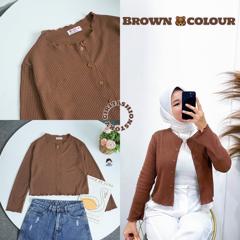 BEFAST - ZFS OOTD WANITA CARDIGAN NESA / PASTELI CROP KRIWIL CARDIGAN / Outer Crop Wanita Keluaran Terbaru / Outfit Wanita Hijab Style Kekinian / Pakaian Casual Wanita Remaja / Cardigan Polos Crop Trendy / Fashion Remaja ABG Ala style Korean / Terlaris