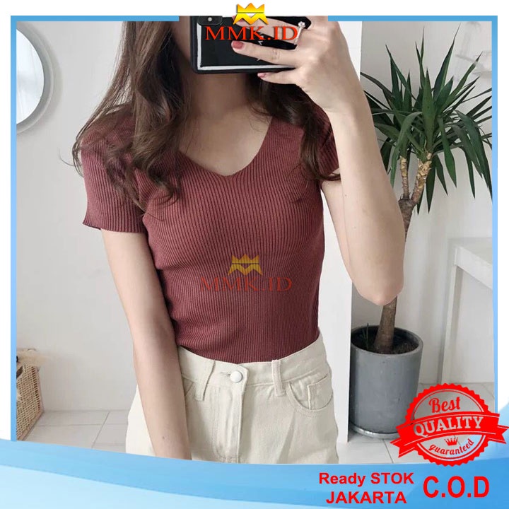 Atasan Wanita Rajut Korean Style / Baju Korea Kaos Rajut Fashion Wanita Import