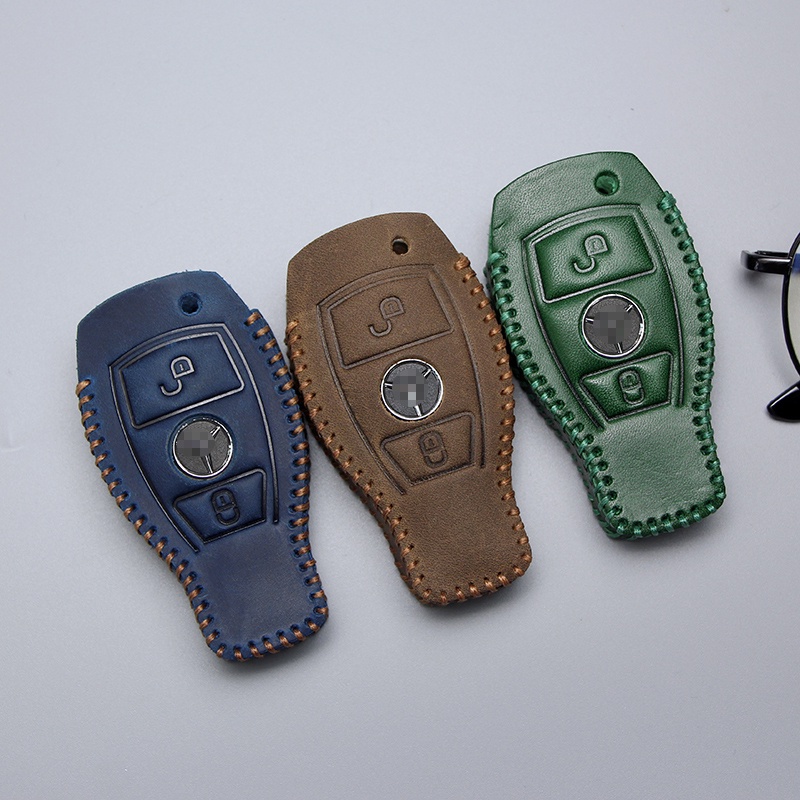 Untuk Mercedes-Benz Kulit Asli Mobil smart Key Cover Case Tas keyless remote holder keychain keyring casing Pelindung A-Class C-Class E-Class