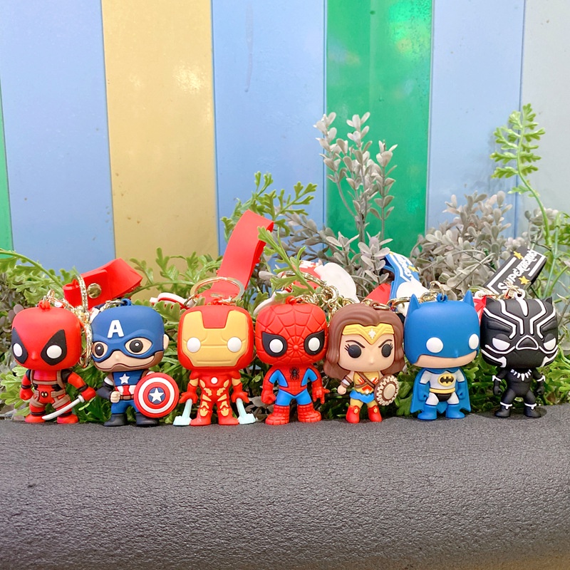 2023baru Gantungan Kunci Boneka Marvel Spiderman Silikon Captain America Black Panther Deadpool Model Tas Gantungan Kunci Mobil