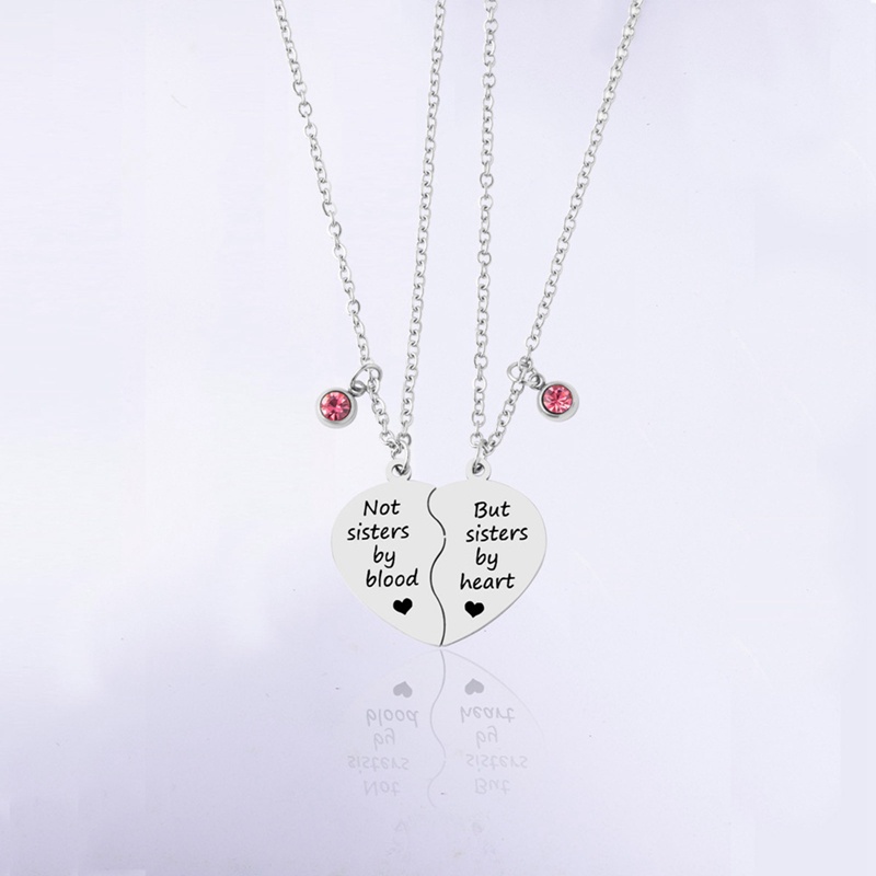 2 Pcs/Set Pasangan Perhiasan Patah Hati Kalung Stainless Steel Terukir Cinta Kamu Liontin Kalung Hari Valentine