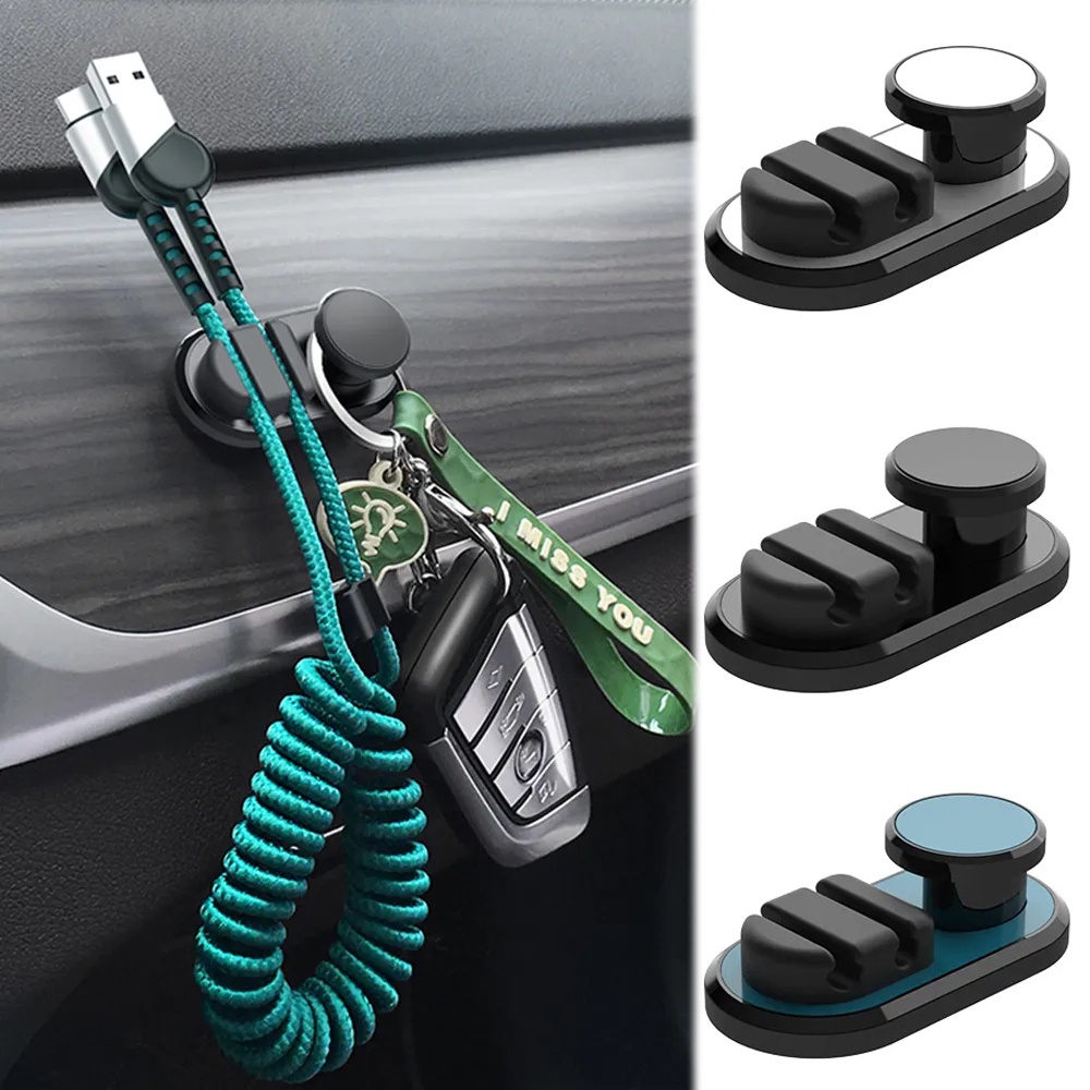 2in1 Kait Mobil Mini Klip Pengikat Otomatis Kabel USB Kunci Tas Gantungan Multifungsi Kait Dinding Rumah Self Adhesive Hanger Storage Hooks Auto Storage Organizer