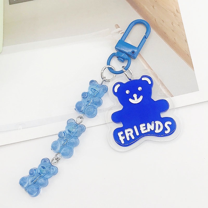 3d Warna Solid Beruang Transparan Dengan Teman Label Telepon Case Bluetooth Earphone Cover DIY Liontin Untuk iPhone Untuk Airpods Untuk Samsung Untuk OPPO Untuk Baseus Untuk Inpods