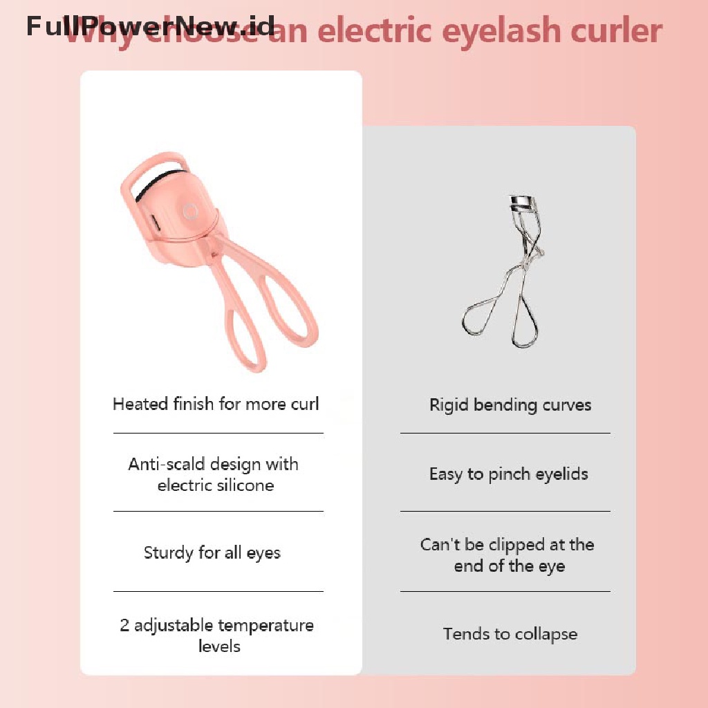 Power Heated Eyelashes Curler USB Rechargeable Pengeriting Bulu Mata Elektrik Portable ID