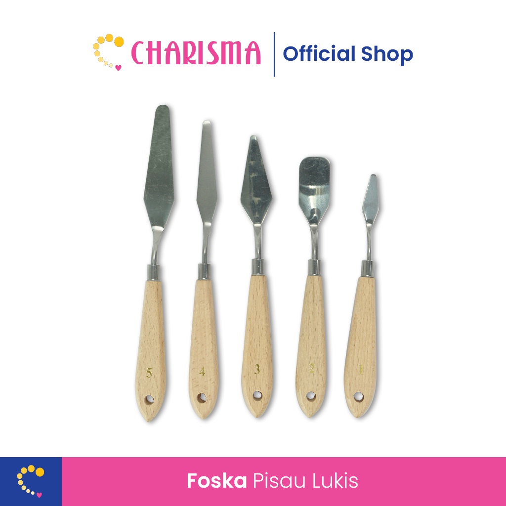 

Charisma Pallete Knife Pallete Set 5 - Foska Pisau Lukis Set 5 in 1 - Pallete Pisau Spatula Dekorasi Kue Lukis Ukir Spatula Palet Cake Painting Knife Paint Art Mixxing Palette Clay Cake Frosting Knife Scraper