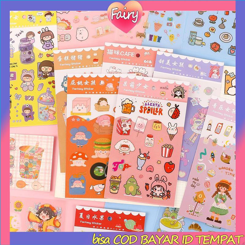 

6pc Stiker Cute Cartun Lucu Food Pet Diy Diary Jurnal Palnner Deco Hias F