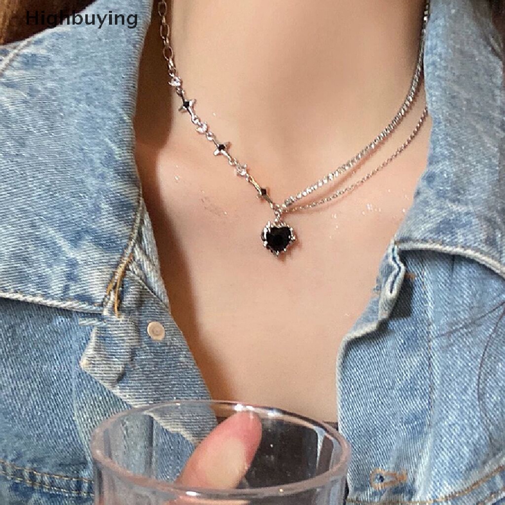 Hbid Fashion Kristal Peach Hati Tetesan Air Liontin Kalung Manis Keren Klavikula Rantai Perhiasan Aesthetic Choker Chain Glory