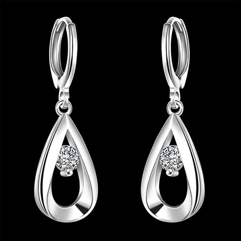 Wanita Drop Earrings925 Sterling Silver Teardrop Berlian Hoop Menjuntai Earrings Aksesoris Fashion