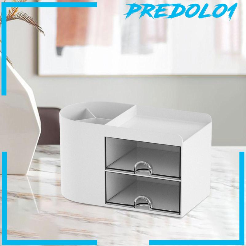 [Predolo1] Desktop Pensil Organisasi Dengan 2laci Kotak Penyimpanan Kosmetik Untuk Kamar Mandi