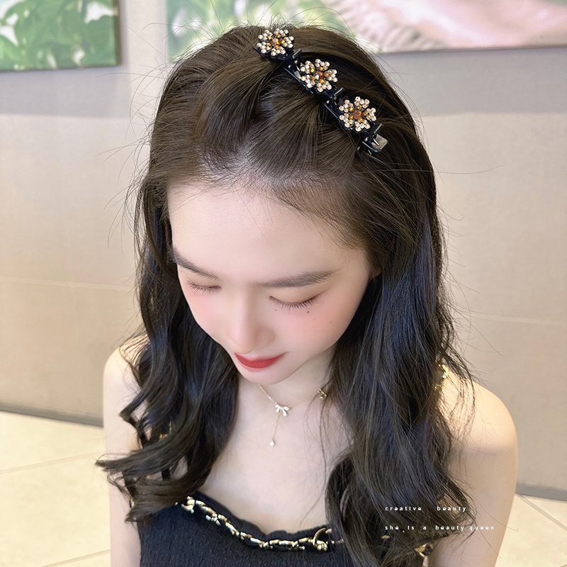 Klip Rambut Potongan Rambut Artefak Temperamen Berlian Imitasi Klip Rambut Rusak Klip Sisi Headpiece Dahi Depan Poni Klip