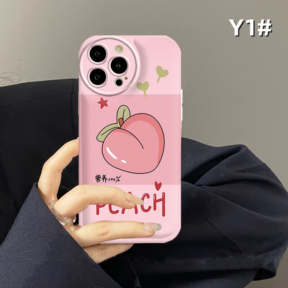 Case Realme 10 C21Y C25Y C15 C12 C25S C11 C20 realme5 5i 6i C3 8i Musim Panas Peach Bantal Udara Fasion TPU Phone Cover