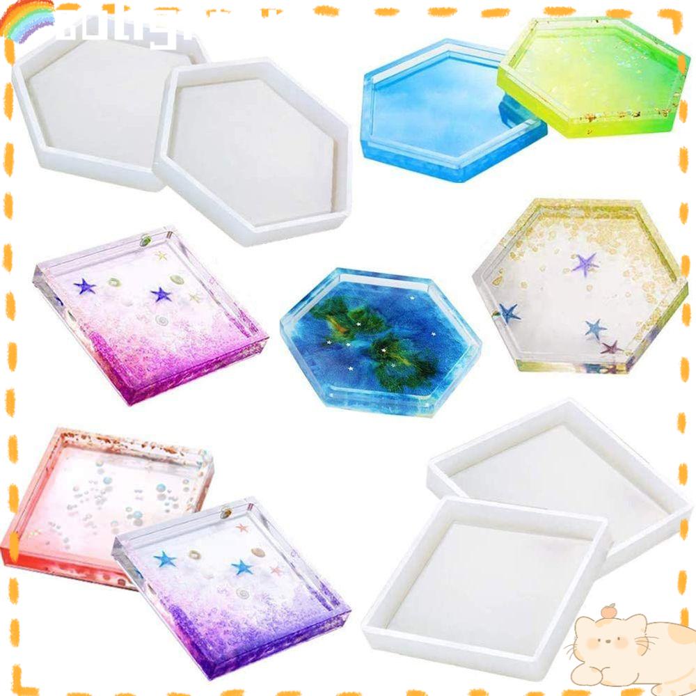 Solighter Cetakan Silikon Polygon Epoxy Craft Handmade Coaster