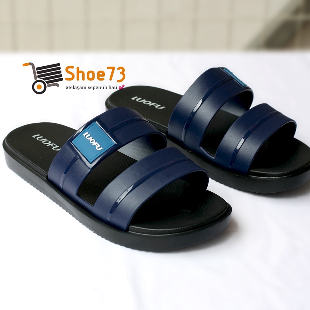 LUOFU E 6208 - SH6W SIZE 40-44 ORIGINAL l Sandal Selop ban 2 jelly pria l Sendal kokop cowok impor