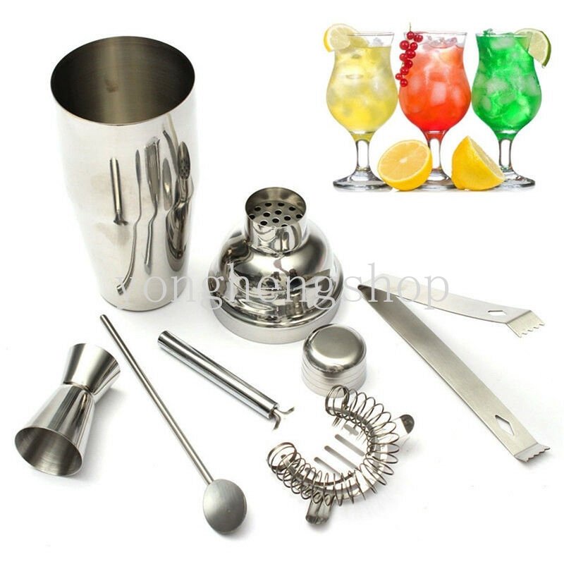 5 Pcs/set 750 ml Stainless Steel Cocktail Shaker Minuman Anggur Mixer Bartender Kit Tanpa Bingkai Pesta Bar Alat Martini Hand Shaker Saringan Es