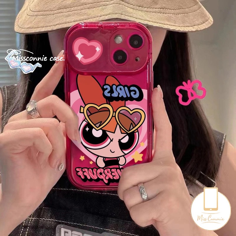 IPHONE Kartun The Powerpuff Girls Case Kompatibel Untuk Iphone11Xr 7 8 14 Plus 11 14 13 12 Pro MAX X XS MAX SE 2020 Ins Kreatif Flip Make Up Cermin Shockproof Lembut TPU Cover