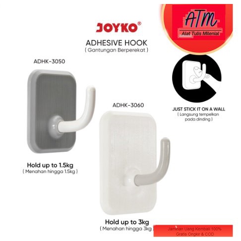Gantungan Adhesive Hook Tempel Dinding Perekat Joyko ADHK-3050 ~ 3060