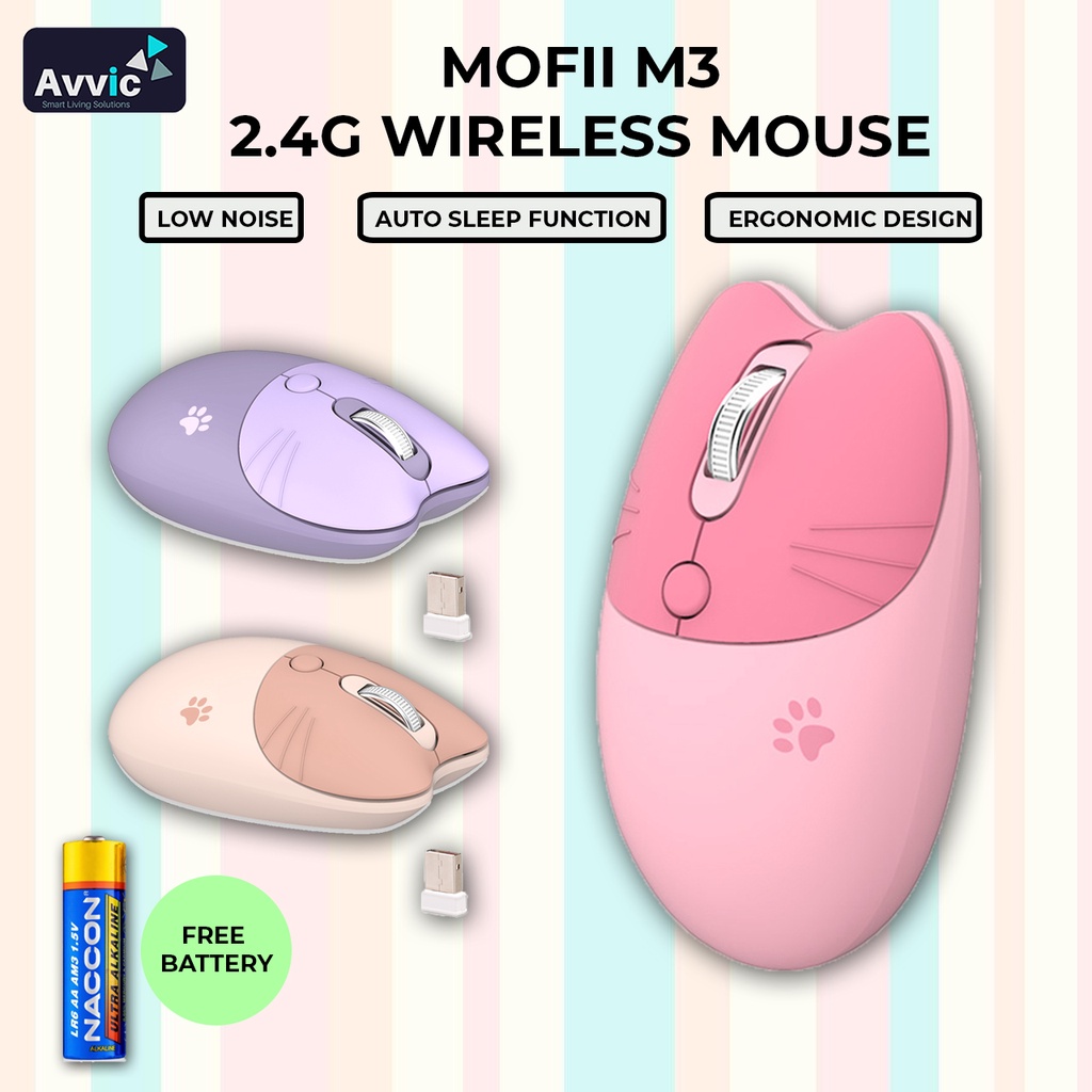 MOFii M3 Mouse Wireless 2.4G Cat Ears Design Silent Click Mouse