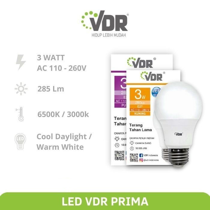 VDR Prima Lampu LED 3W Bohlam 3 Watt