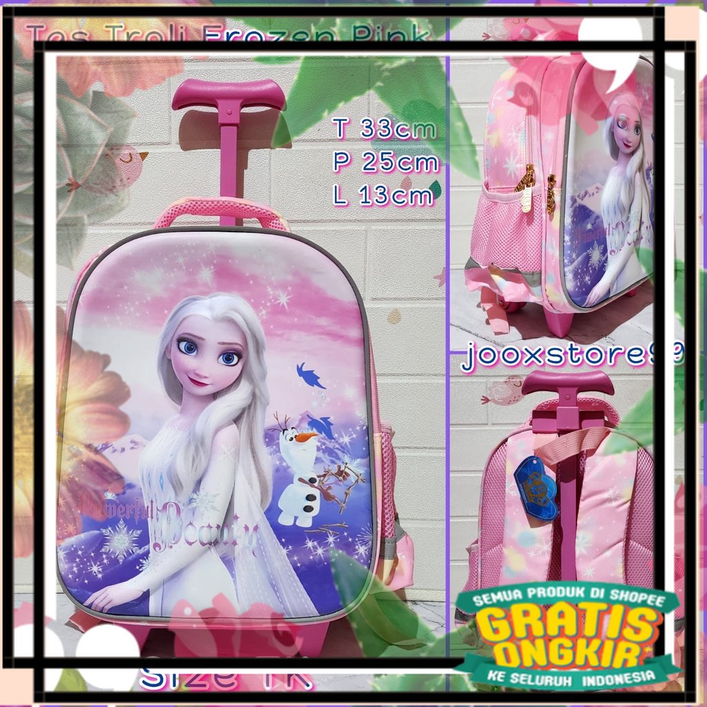 Tas Sekolah Troli Anak SD dan TK Gambar Unicorn Frozen Hellokitty Sofia Tas Trolley Anak Import Tas 