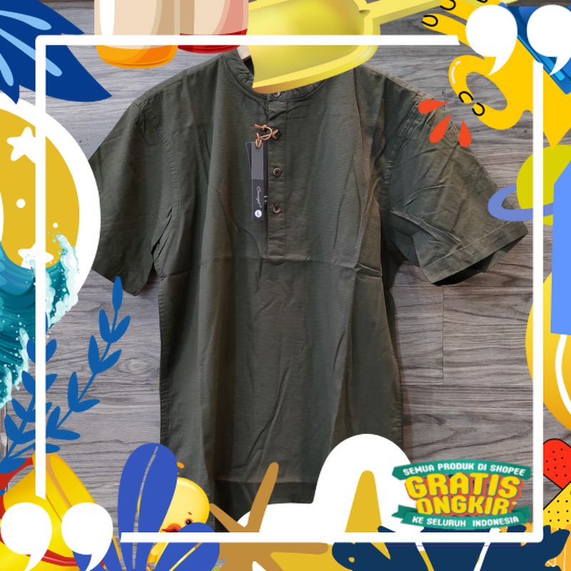 Paling Laris /Kemeja Pria Kasual Original Concept Hijau Army Lengan Pendek Lengan Panjang, Basic, Ka