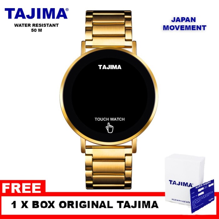 Jam Tangan Digital Pria Tajima LED Watch 9550 Stainless Tahan Air 50 M - GOLD