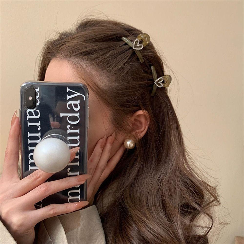 Agustina Wanita Klip Hiu Mini Elegan Temperamen Indah Jantung Rambut Mengambil Klip Gadis Hadiah Hiasan Kepala Berlian Imitasi Gaya Korea Klip Rambut