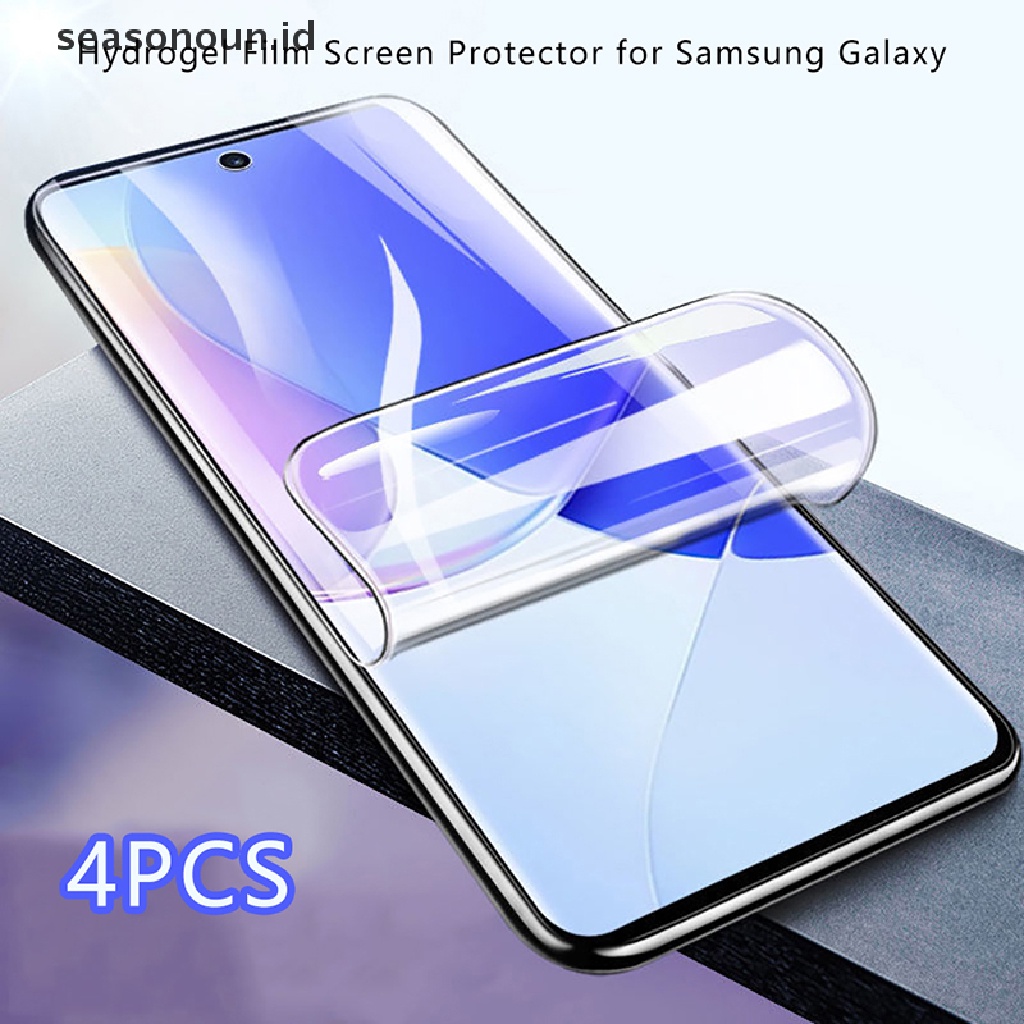 Seasonoun 4Pcs Pelindung Layar Film Hydrogel Untuk Samsung Galaxy S10 S20 S9 S8 S21 S22 Plus Ultra FE Screen Protector Untuk Note20 10.