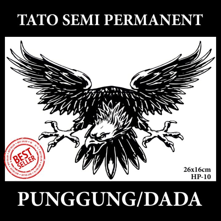 ID OFFICIAL -Stiker tato temporer semi permanen Motif Punggung Burung Elang HP-10