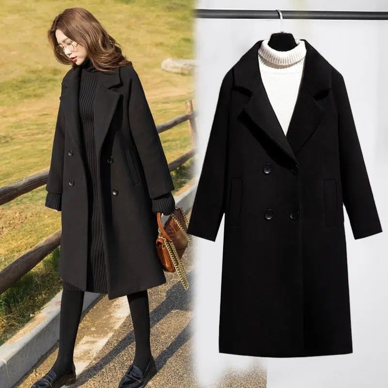 Jas Long Coat Blazer Hangat Koreaan Style Musim Dingin Wanita