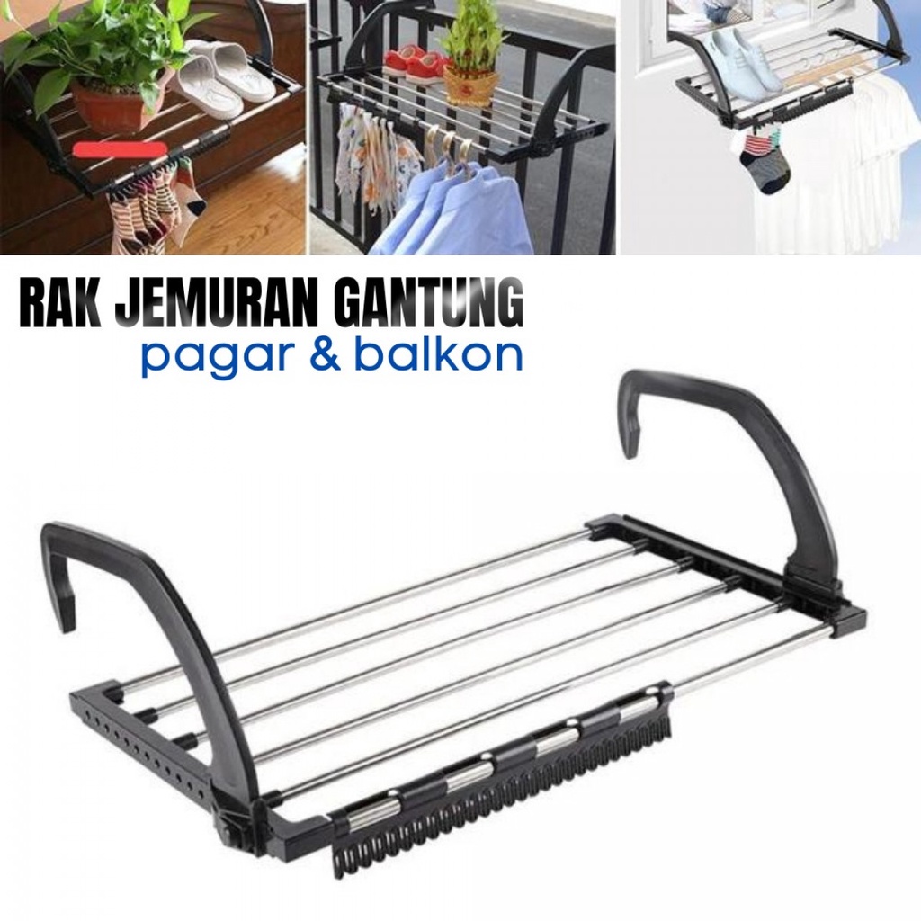 Rak Gantungan Jemuran  Handuk Baju Drying Balcony Rack