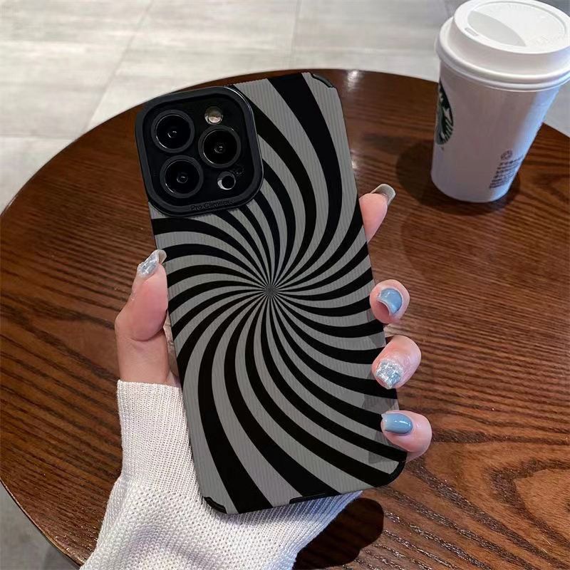 New Black Rotary Pattern Soft Case HP OPPO A91 F11 F9 Pro A3S A9 A5 A31 A53 A33 2020 A7 A5S A12 A11K A52 A92 A83 A55 A56 A55S A95 FTD Stripe Casing Realme C1 X XT Reno 2F 3 5 6 5G