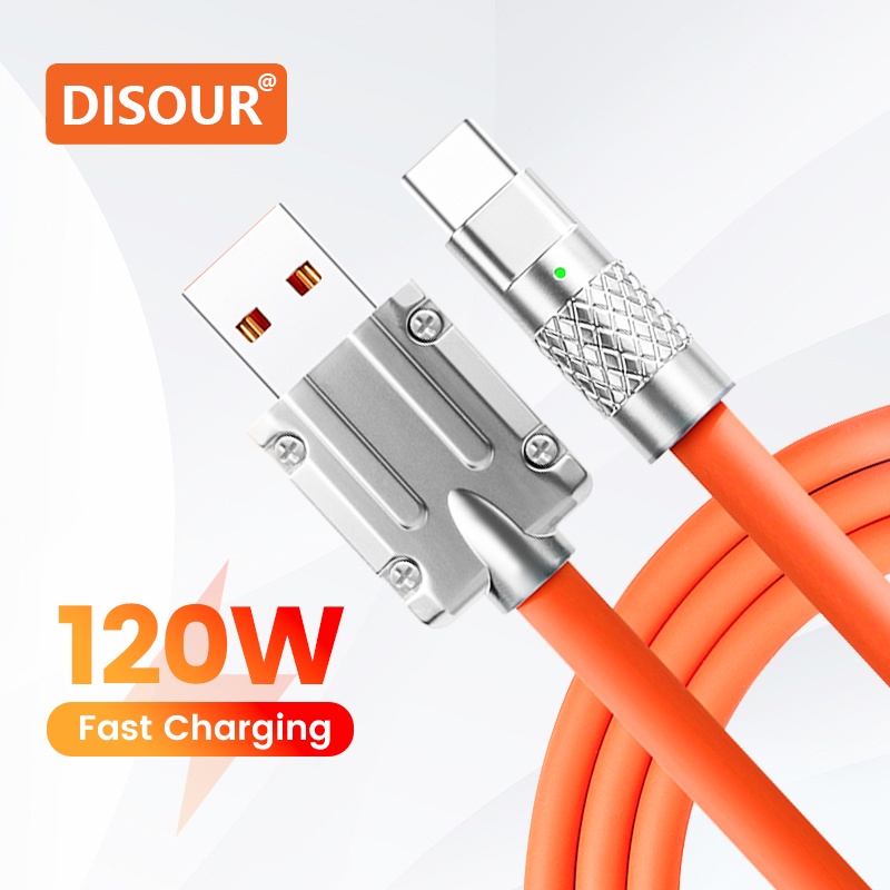 Metal USB 120W Protection Charge Cable Kabel Data Pengisian Cepat Untuk Micro Type-C Silicone Quick Charge Dengan Cable Organizer