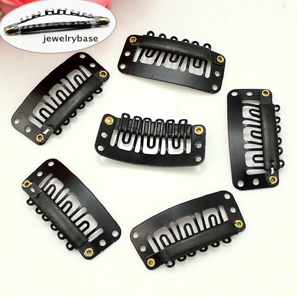 [jewelrybase] 50pcs 28mm Hitam Bentuk U Snap Metal Klip Untuk Ekstensi Rambut Pakan Clip-on Wig Butik