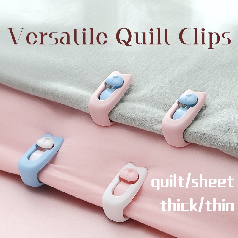 1/2pcs Bebas Jarum Klip Perbaikan Selimut Selimut Lembaran Anti-Runing Perangkat Non-Slip Sheet Attachment Fixer Bentuk Beruang ABS Tahan Lama Quilt Cover Clips