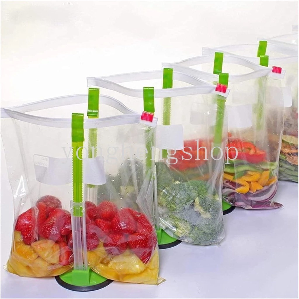 Adjustable Bag Holder Dengan Klip Non Slip Hand Free Rak Tas Stand Ziplock Bag Bracket Tempat Tas Penyimpanan Makanan Gadget Dapur