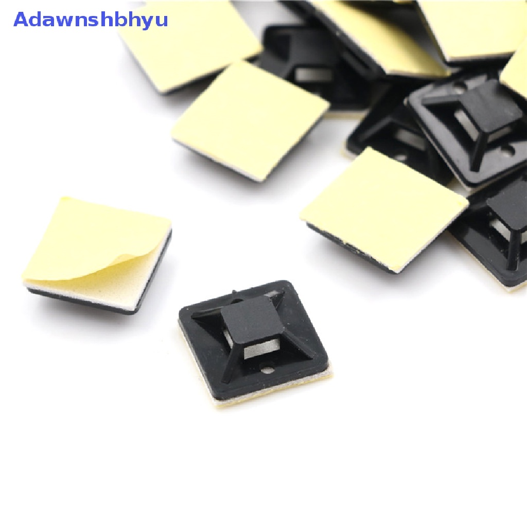 Adhyu 100pcs Self Adhesive Cable Tie Mount Base Holder 20x20x6mm ID