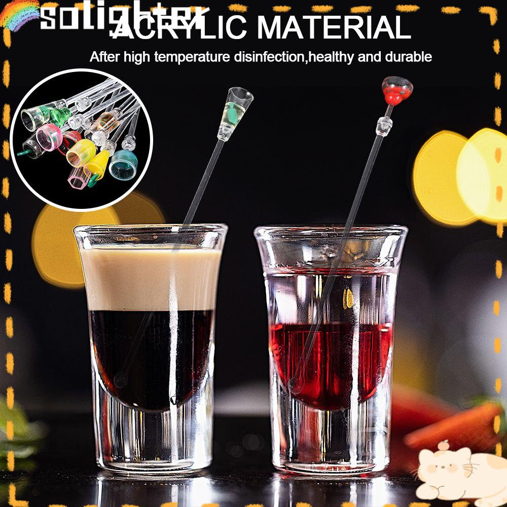 Solighter 10Pcs/Set Alat Bar Pesta Pengaduk Minuman Acrylic Cocktail