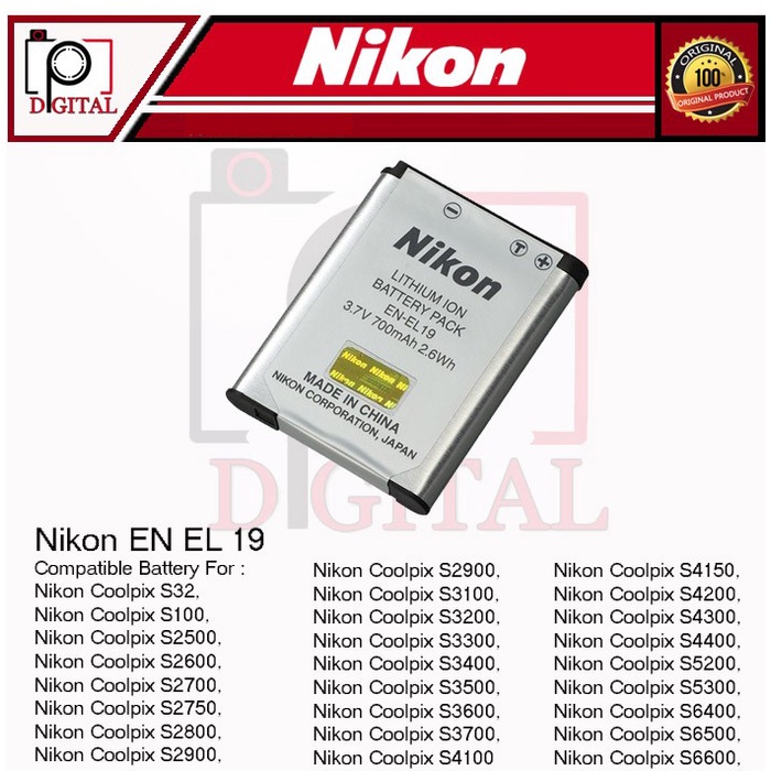 Nikon EN EL 19 enel 19 en el19 battery pack baterai kamera