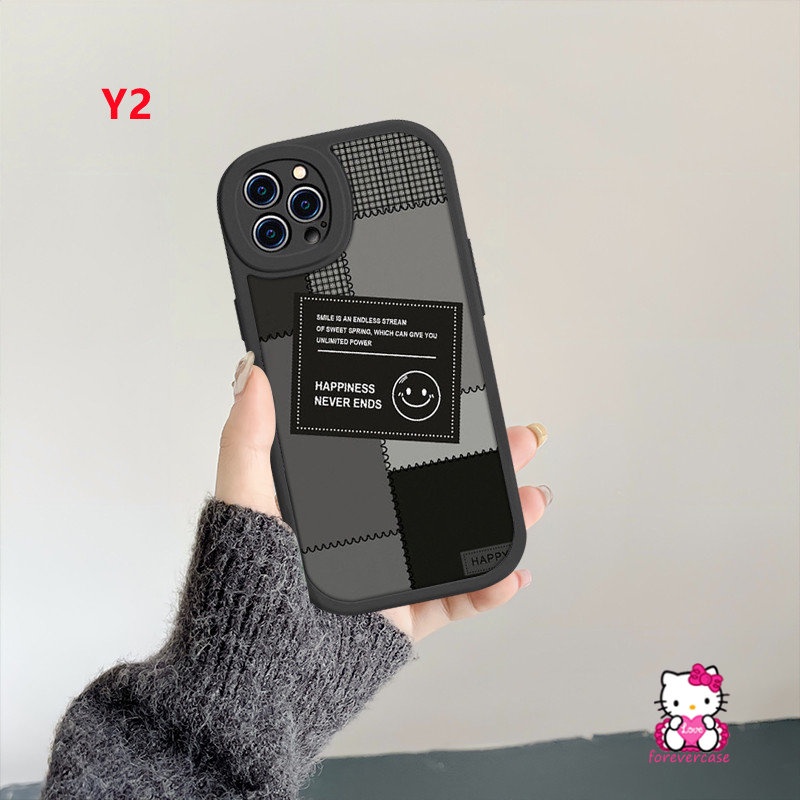 Couple Cute Smiley Case Untuk Vivo Y21 Y35 Y16 Y21A Y20i Y15 Y21s Y22 Y11 Y30 Y51 Y33s Y15s Y20 V23E Y15A Y22s Y91C Y20s Y17 Y31 Y91 V23 Lembut Tpu Label Hitam Jahitan Cover