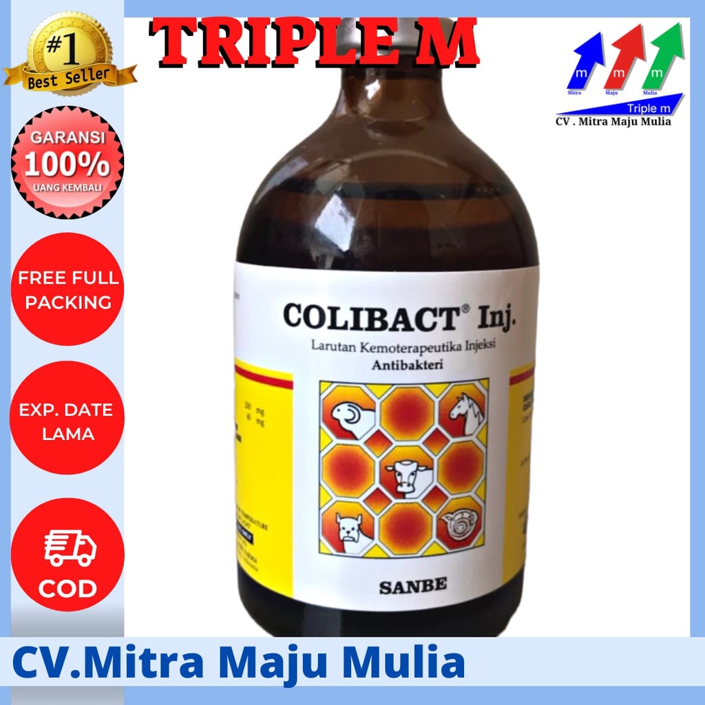 Colibact injeksi 50ml 100 ml Obat Antibiotik Hewan Diare Batuk Pilek Sanbe